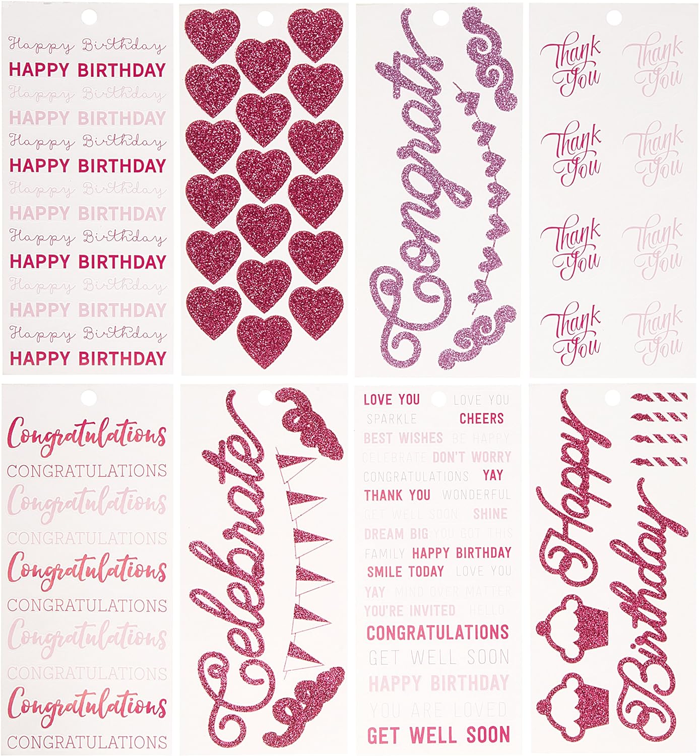 Pink Word and Symbol Sticker Book with 177 Stickers