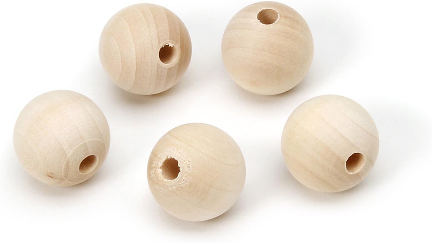 Unfinished Wood Round Beads 5 pc 20mm
